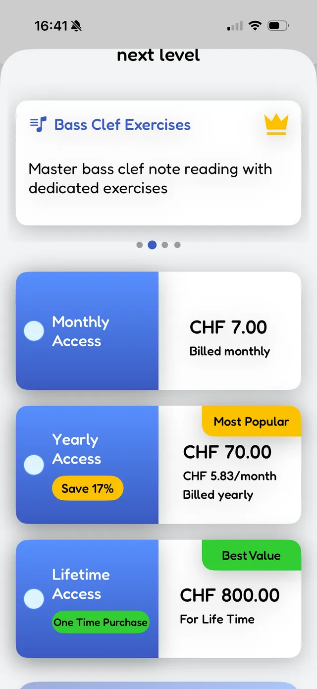 Premium plans: monthly, yearly and lifetime